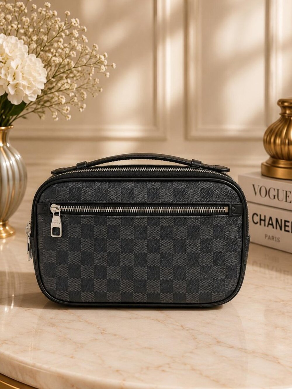 Authentic Louis Vuitton Ambler Damier Graphite Belt Bag Crossbody LV Luxury